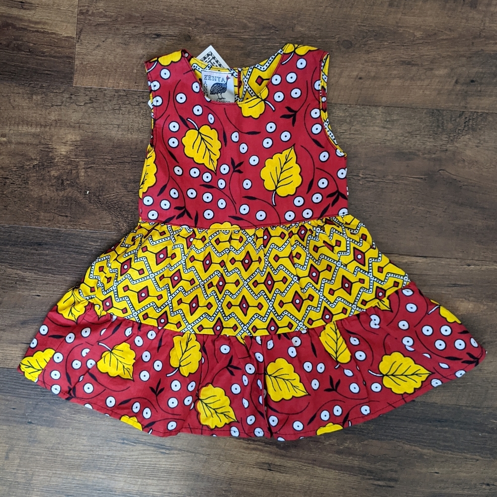 Kenya Kanga Handmade Girls Dress African Style Size 2T - Cotton Summer Dress